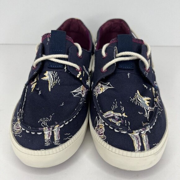 Timberland Classic 2 Eye Navy Newport Bay Womens Size 10 Canvas Boat Shoe - Picture 3 of 9